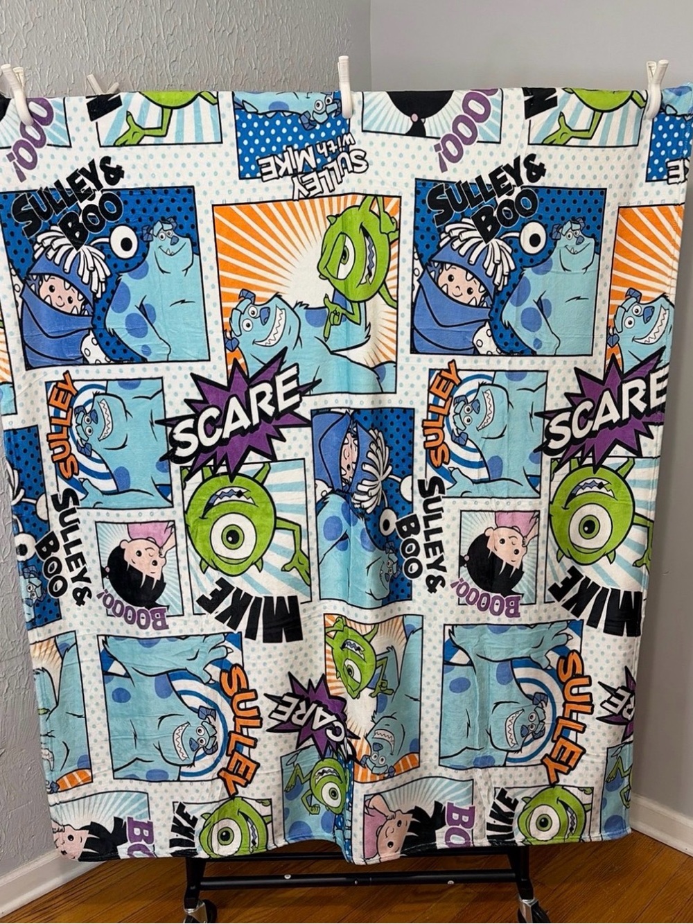 Disney Pixar Monsters, Inc. Kids Throw Blanket - Blue & Green